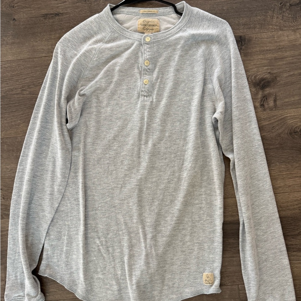 Lucky Brand Gray Long Sleeve Henley Shirt